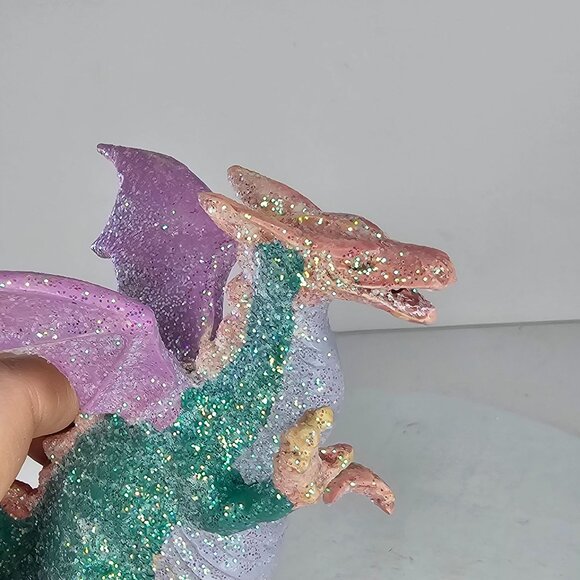 Vintage Silvestri Mythical Glitter Dragon Ornament Paper Mache - Picture 6 of 8